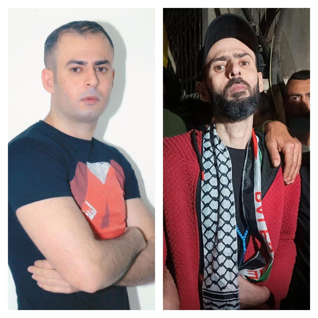 الأسير علي باسم حسين خلال الاعتقال وحين الإفراج عنه.